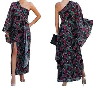 NWT Dee Elly Floral One-Shoulder Maxi Dress Size Large